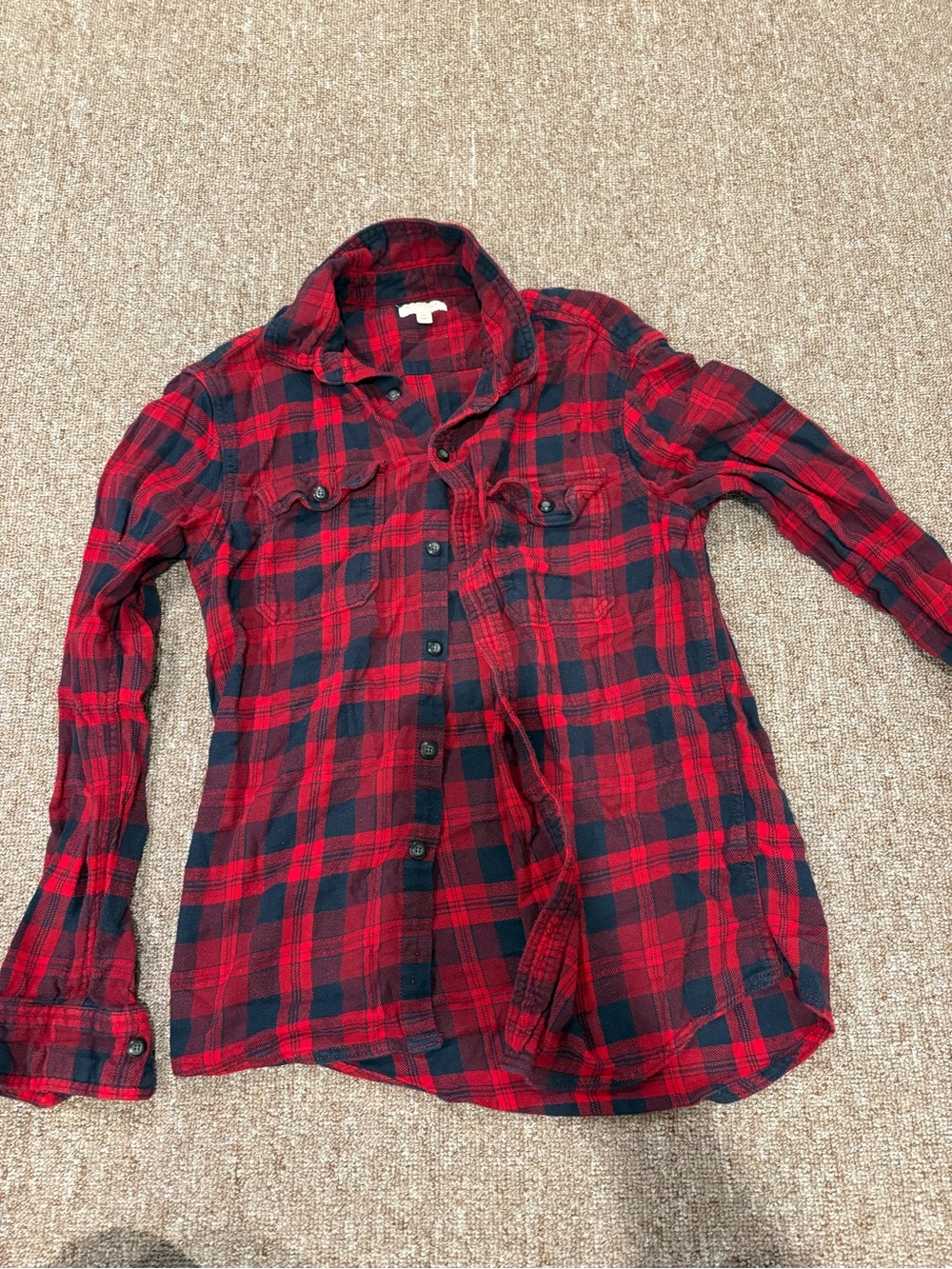 Red and Black Plaid Button-Up Flannel
